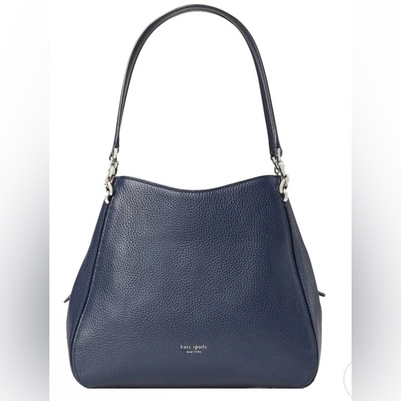 Kate Spade - Hailey Medium Pebbled Leather Shoulder Bag - Navy - Picture 2 of 10